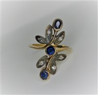 Ringe Guerretta Gioielli Dame ANELLO STILE ANTICO in Gelbgold Zaffiro GUERR136 - GUERR136